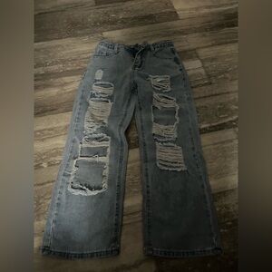 Distressed Gray Jeans